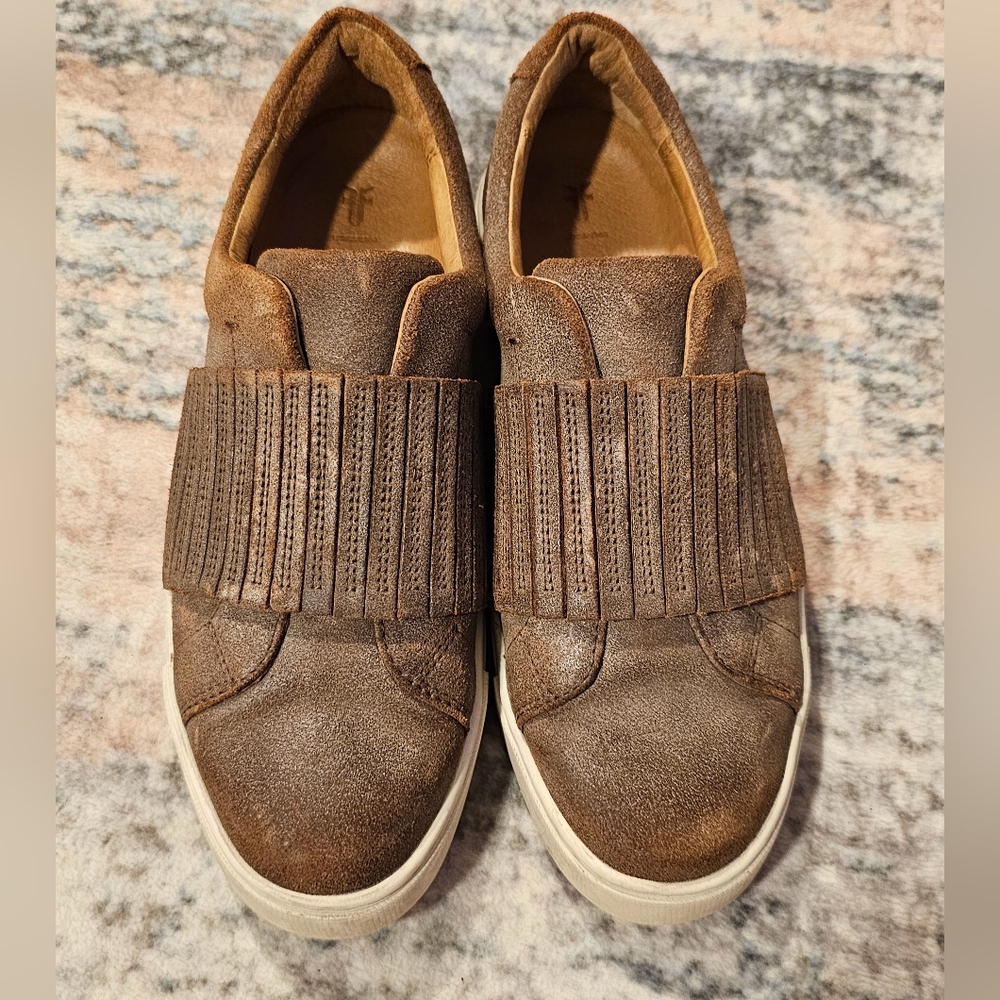 Frye Brown Slip On Sneaker Size 8.5 Flats Loafer Ivy Gore Leather